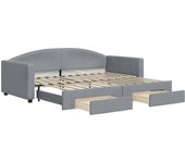 Cama para adulto | cama individual | sofá cama nido con cajones tela gris claro 90x200 cm cfw95273
