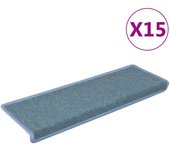 Alfombrillas de peldaños de escalera 15 piezas | alfombras de escalera | tapetes de escalera azul 65x21x4 cm cfw64945