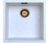 Fregadero de arena blanco crema 40x40 cm para montaje inferior, superior y a ras con tapón de cobre 1208970543.