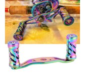 Accesorio para carrete de pesca con balancín de metal con mango de color arcoíris deukio