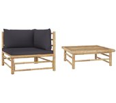 Maison exclusive - set de muebles de jardín 2 piezas bambú y cojines gris oscuro