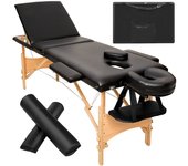 Tectake camilla para masaje de 3 zonas daniel, acolchado, ruedas y estructura de madera