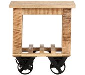 Mesa de centro，mesa auxiliar，mesita de centro con ruedas madera de mango rugosa 40x40x42 cm cfw58161
