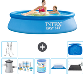 Paquete de piscina - intex - alrededor - 244x244x61 cm + accesorios a806