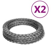 Vidaxl alambre de espino rollo helicoidal 2 uds acero galvanizado 100m