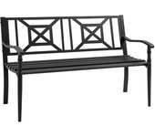 Banco de jardín outsunny acero negro 128x62.5x81.5 cm