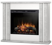 Kelso - chimenea eléctrica independiente con calefacción por suelo radiante led - 28' - blanco mate / cemento - 118 x 98 x 28