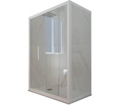 Mampara de ducha corredera 70x160 cm de pvc blanco matt h 200 vidrio transparente mod. deco duo