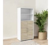 Aparador louna, bufé de salón, aparador de salón, despensa de cocina, 89x40 h186 cm, blanco y roble