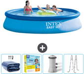 Paquete de piscina - intex - alrededor - 396x396x84 cm + accesorios cb13