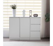 Aparador moderno con 3 cajones y 2 puertas - 120 x 35 x 90 cm - tablero de partículas - blanco