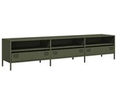 Mueble tv acero laminado en frío verde oliva 202x39x43,5 cm