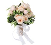 Ramo de novia artificial realista elegante decorativo para fotografía de bodas moderna (champán)