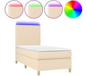 Somier de láminas y colchón y led crema 90x190 cm tejido