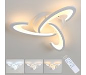 Moderna lámpara de techo led regulable, 30 w con mando a distancia, 3000 k-6500 k, 3 cabezales acrílicos, para dormitorio