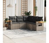 Juego de sofás jardín con cojines 5 piezas | conjunto de jardín de ocio | set de comedor de jardín ratán sintético gris cfw750193