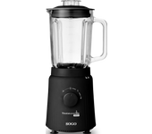Batidora vaso cristal con función pulso y picadora de hielo, 2 velocidades 1.5l- 1000w, negro mate