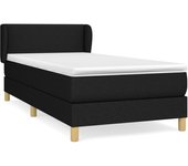 Cama somier tapizada con colchón de tela negra 90x190 cm