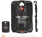 Relaxdays set de dos duchas de camping, 20 l, ducha solar para colgar, plegable, ducha de mano, portátil, negro