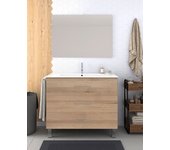 Mueble de baño ribera de 3 cajones incluye lavabo y espejo - estepa 90 x 45 cm seno centrado
