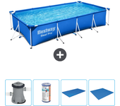 Paquete de piscina - bestway - rectángulo - 400x211x81 cm + accesorios cb52