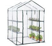 Invernadero de jardín 4 estantes 143 x 143 x h195cm cubierta de invernadero de pvc estructura de acero verduras plantas flores