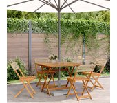 Juego de comedor de jardín 5 piezas de resina trenzada y madera maciza.