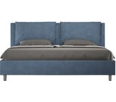 Cama con somier acolchada 180x200 microfibra azul antea