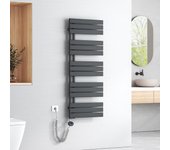 Emke radiador toallero eléctrico h.132 × a.50 cm con resistencia termostática, radiador secatoallas electrico con temporizador 800 w antracita