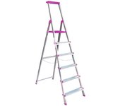 Escalera aluminio rolser bricolor 6 peldaños. certificada según norma europea en-131 para uso doméstico y profesional.