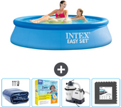 Paquete de piscina - intex - alrededor - 244x244x61 cm + accesorios cb68