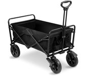 Carro de jardín plegable con 4 ruedas carga de transporte 100kg carro de playa plegable carro de transporte manual negro