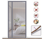Puerta mosquitera magnética completa, cortina autoadhesiva antiinsectos con banda magnética completa, antimosquitos, 80 cm x 200 cm (gris)