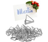 Relaxdays set de 48 soportes para fotos triangular, porta tarjetas, menús, postales, para bodas, fiestas, plateado