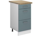Vicco mueble bajo de cocina r-line, gris azulado, 40 cm con cajones, et roble