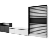 Muebles de salón para tv, 360x35x186cm, para tv hasta 65, mueble televisión, blanco y negro
