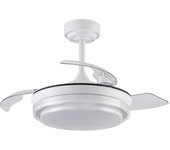 Ventilador de techo led aspas retráctiles lander mini blanco 46w 5520 lm cct con mando a distancia