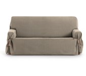 Funda de sofá dos plazas con lazos taupe 140 - 180 cm