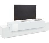 Arold mueble tv, aparador bajo de salón, base para mueble de televisión, 100% made in italy, 200x45h52 cm, blanco brillo