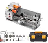 Succebuy torno de metal de 7 x 16 pulgadas, torno de banco de precisión de 800 w, velocidad variable 150-2500 rpm, caja de herramientas