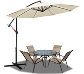 Sombrilla 350 cm con protección uv 30+ plegable de manivela aluminio redonda balcón terraza jardín paraguas de manivela paraguas de mercado beige