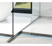Perfil lateral izquierdo inclinado para cristal de ducha 8-10mm en el suelo 30mm x 1200mm - plata esmerilada