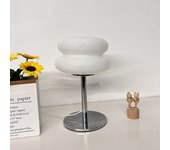 Lámpara de mesa led de vidrio macaron, luz de noche para dormitorio con atenuación usb, lámpara de tarta de huevo, blanco cálido, blanco