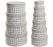 Caja set 10 carton 37,5x37,5x18 redonda blanco