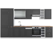Vicco mueble de cocina fame-line, antracita-oro/blanco, 355 cm , et roble