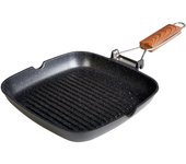 Grill inducción 28x28cm, rayas, antiadherente sin pfoa, aluminio fundido, vitrocerámica, gas, wecook, negro, , ecochef