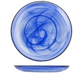H&h set 6 piatti frutta alabastro in vetro blu cm 21