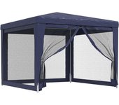 Tienda de jardín | carpa para fiestas con 4 paredes de malla hdpe azul 3x3 m cfw310778