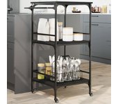 Carro de cocina negro 60,5x50x105 cm de madera contrachapada