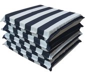 Juego de 4 cojines para silla de jardín con funda desenfundable en impresión digital doble cara 50x50x8 cm (fasciato blu)